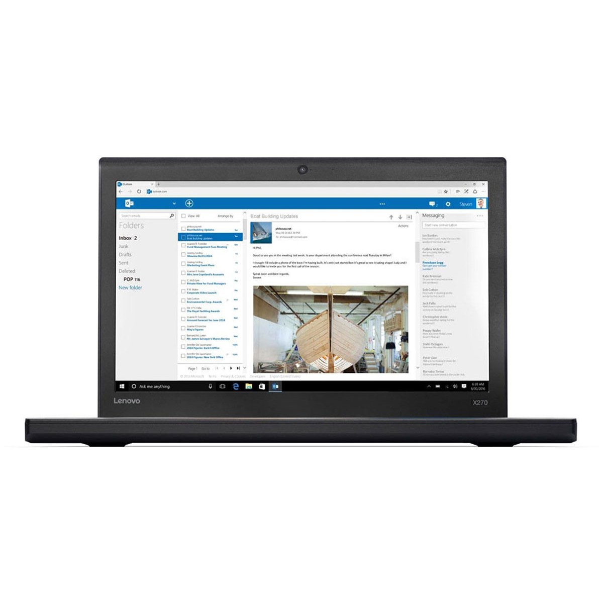  Lenovo ThinkPad X270 Laptop | Intel Core i5-6300U | 8GB GB DDR-2400 | 256GB SSD M.2 | 12.5 inch HD 
